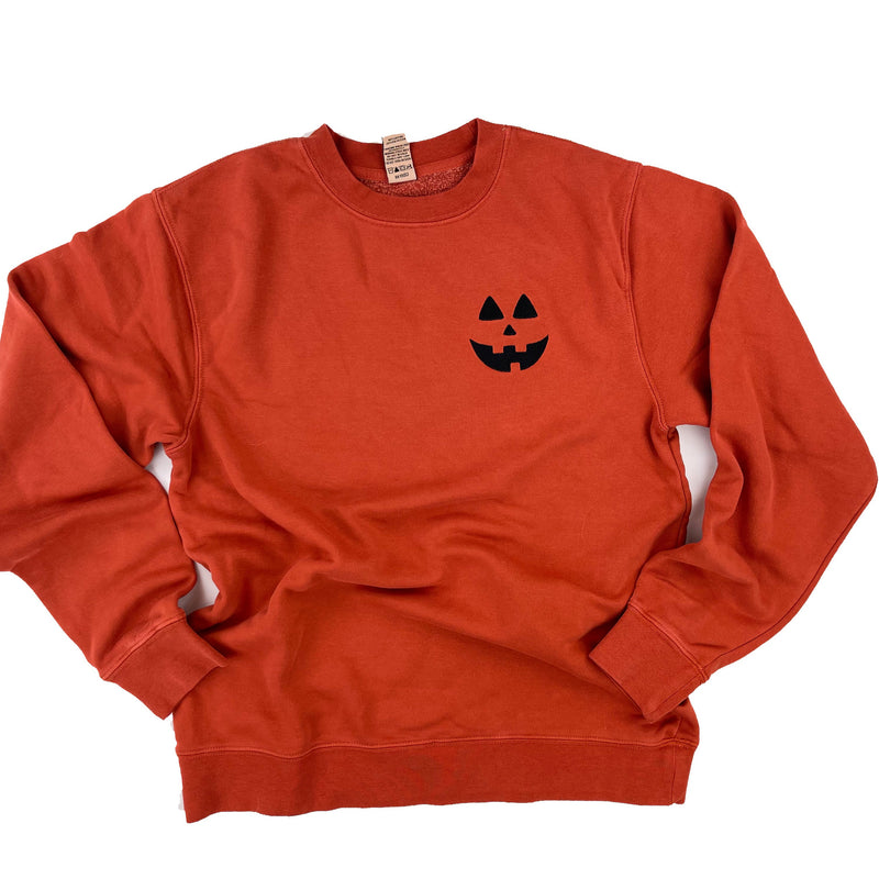 Rust Pigment Sweatshirt - Embroidered Jack-o-Lantern (Black Thread)