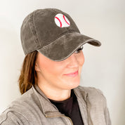 BASEBALL - Heather Black w/ Solid Baseball - Adult Baseball Cap Little Mama Shirt Shop
