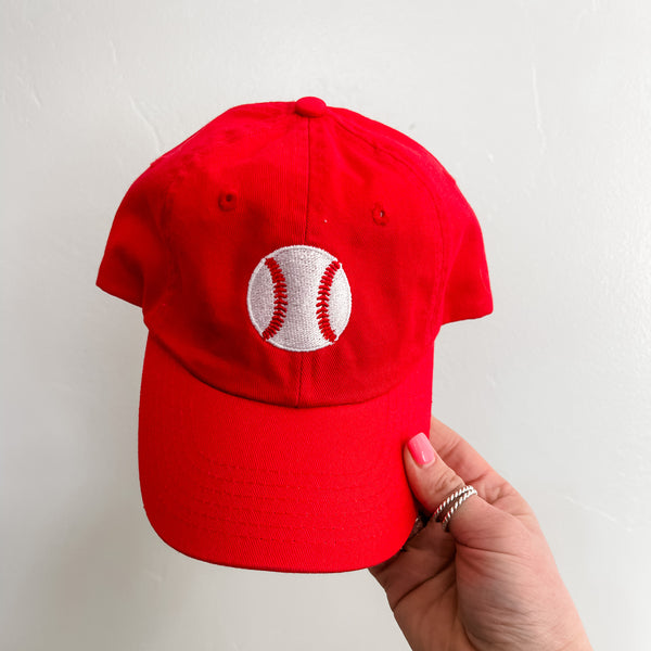 CHILD SIZE Baseball Cap - Red w/ Solid Baseball