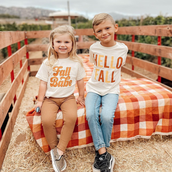 HELLO FALL - BLOCK FONT - Short Sleeve Child Shirt