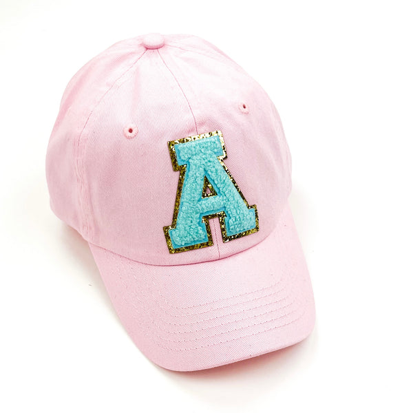 Limited Edition Varsity Initials - Light Pink w/ Blue - Child Baseball Cap