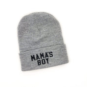 Child Beanie - Mama's Boy - Gray w/ Black Little Mama Shirt Shop LLC