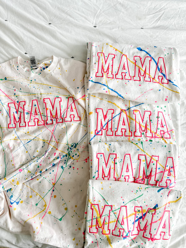 MAMA - Embroidered Paint Splatter Tee