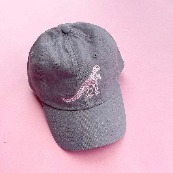 Pocket T-Rex - Child Size - Gray w/ Pink - Curved Brim Hat