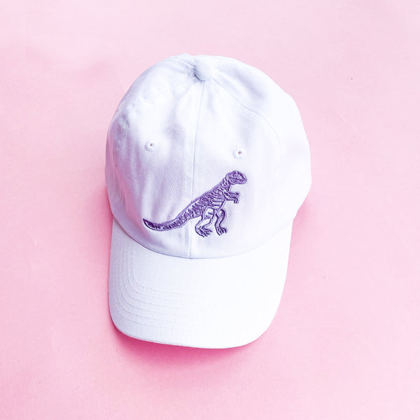 Pocket T-Rex - Child Size - White w/ Purple - Curved Brim Hat