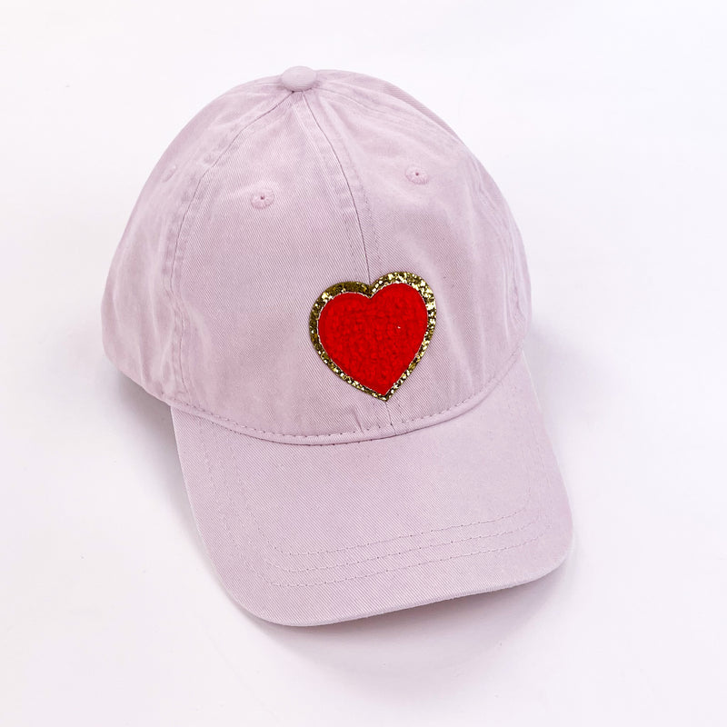 ADULT SIZE - Limited Edition Patch Hat - Pale Pink w/ Red Heart