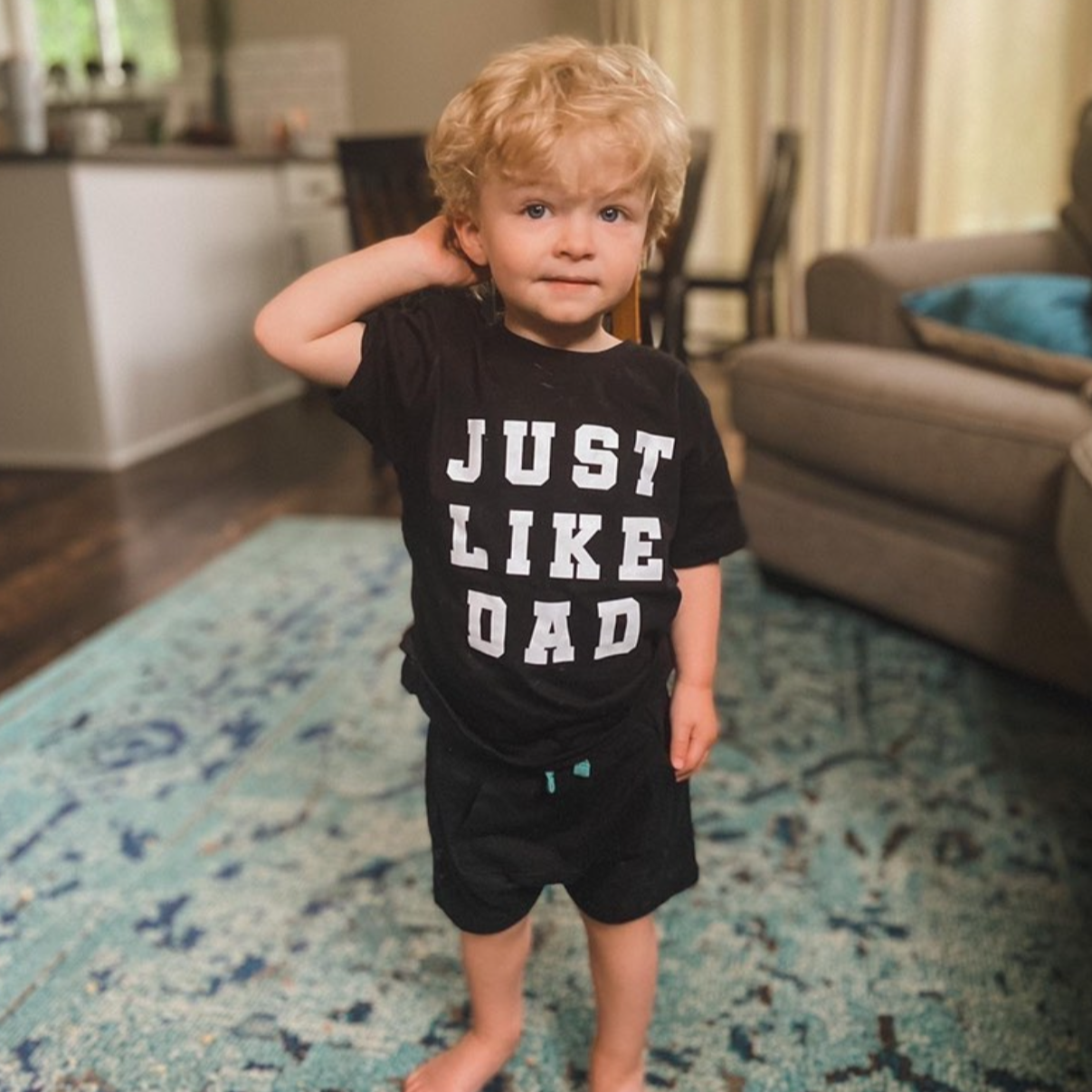 JUST LIKE DAD - Short Sleeve Child Shirt Little Mama Shirt Shop