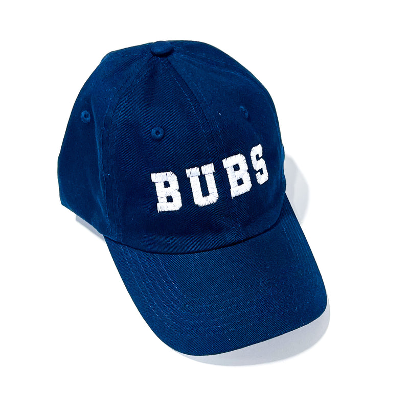 BUBS - Child Size - Curved Brim Hat - Dark Navy w/ White