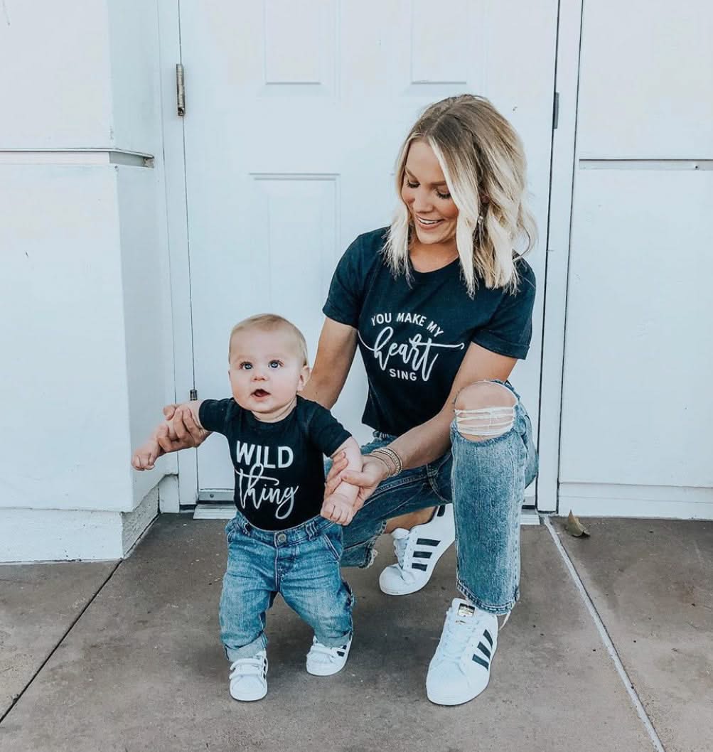 Wild Thing - You Make My Heart Sing | Set of 2 Black Shirts Little Mama Shirt Shop