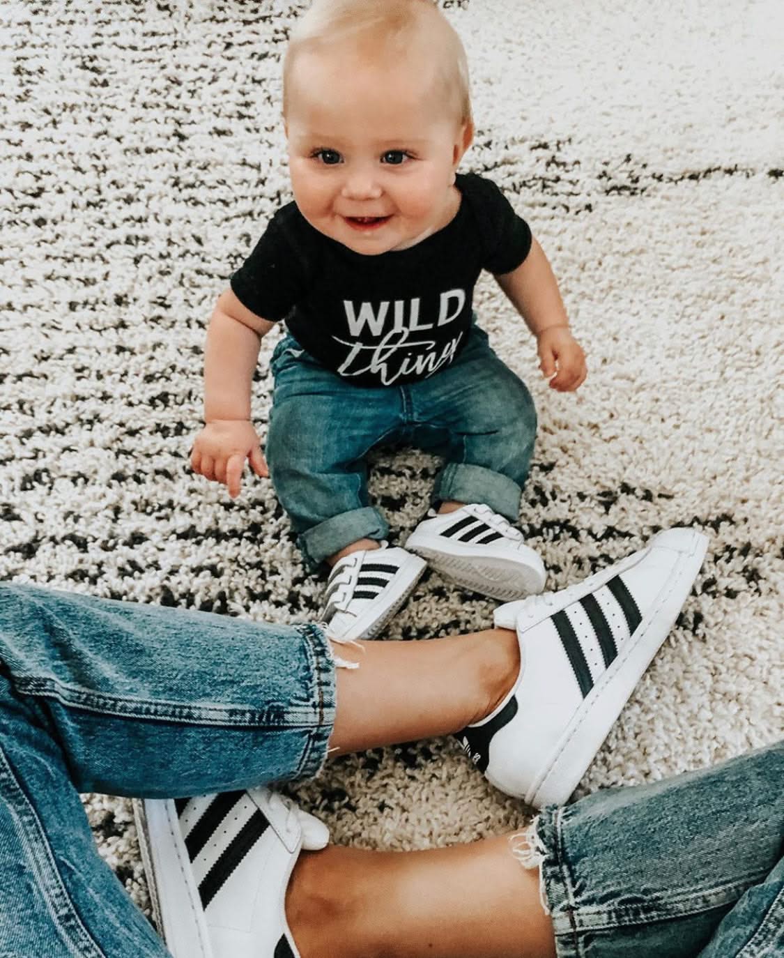 Wild Thing - You Make My Heart Sing | Blush w/ White Adult - Black w/ White Child | Set of 2 Shirts Little Mama Shirt Shop