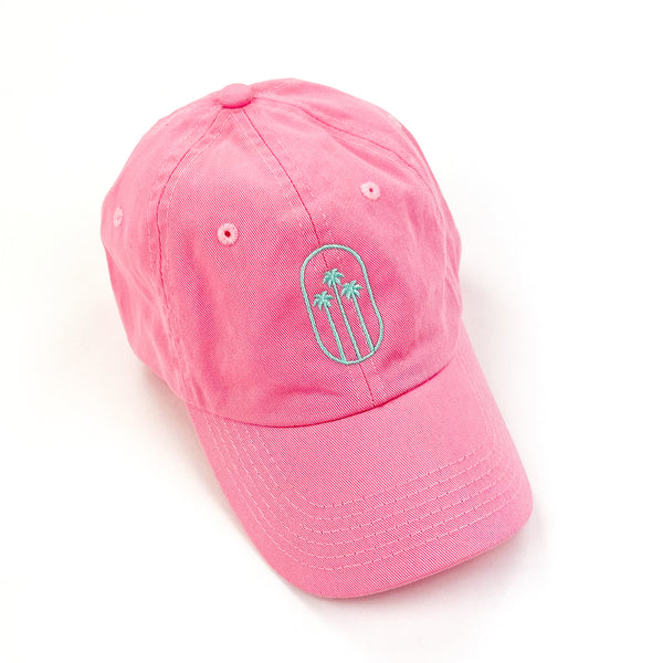 OVAL PALM - Child Size Hat - Pink w/ Mint