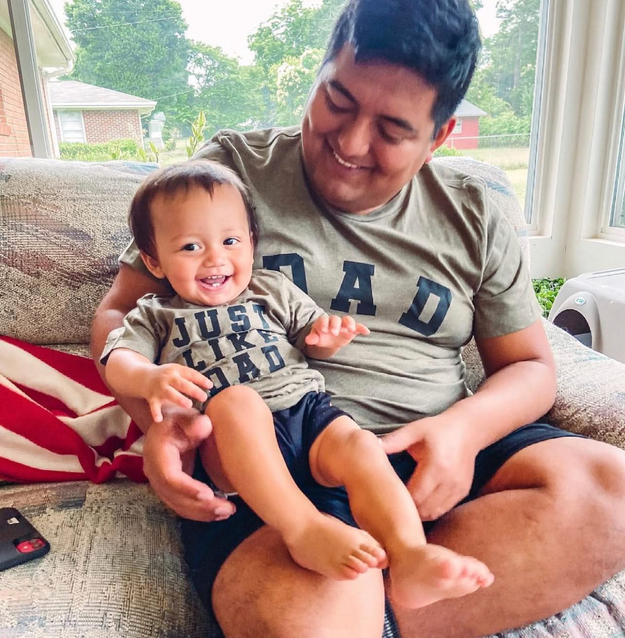 DAD - Arched Varsity - Unisex Tee Little Mama Shirt Shop