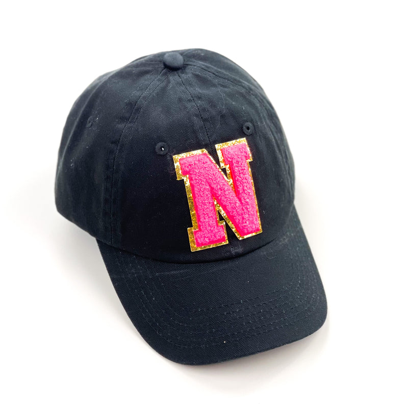 Limited Edition Varsity Initials - Black w/ Hot Pink - Child Baseball Cap