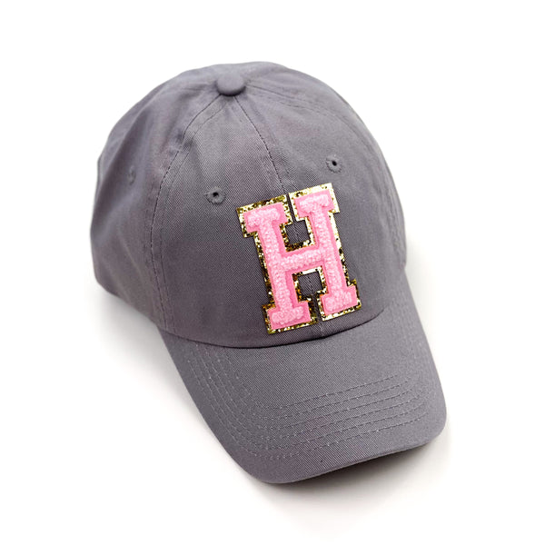 Limited Edition Varsity Initials - Gray w/ Pink - Child Baseball Cap