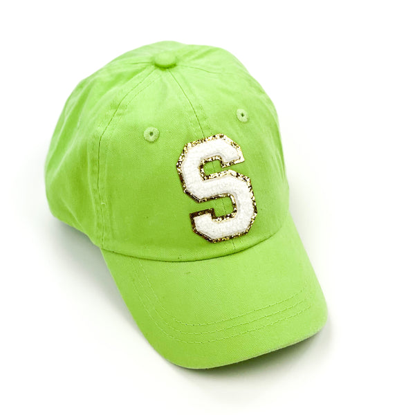 Limited Edition Varsity Initials -  Lime w/ White - Child Baseball Cap