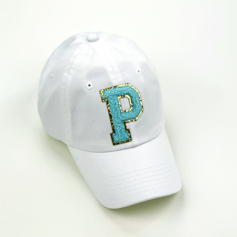 Limited Edition Varsity Initials -  White w/ Blue - Child Baseball Cap