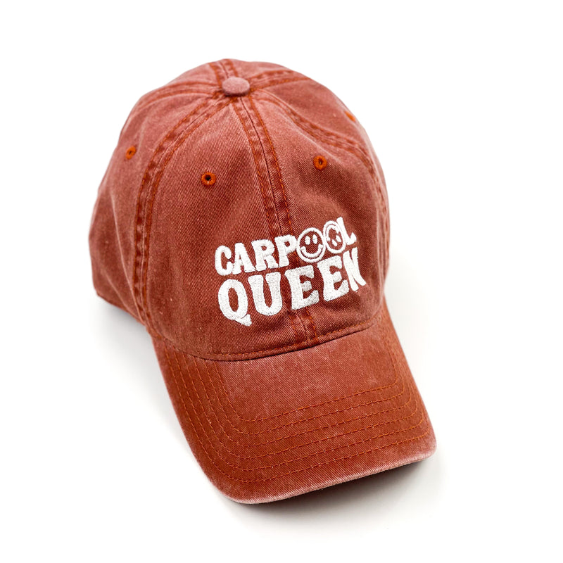 Carpool Queen - Burnt Orange w/ Cream - Baseball Cap