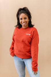 Mama Italic - Burnt Orange Embroidered Fleece Sweatshirt (Full Length) Little Mama Shirt Shop LLC