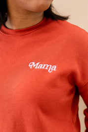 Mama Italic - Burnt Orange Embroidered Fleece Sweatshirt (Full Length) Little Mama Shirt Shop LLC