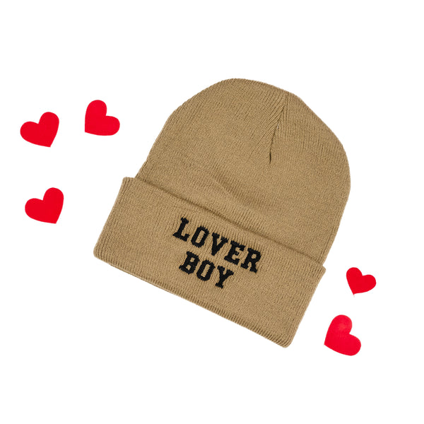 Child Beanie - LOVER BOY - Toffee w/ Black