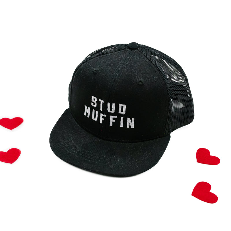 Stud Muffin - Child Size - Black Flat Brim Hat w/ Mesh Back