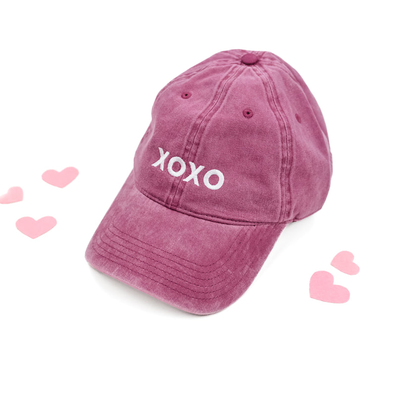 Adult Size - Maroon w/ White - XOXO Block Font - Baseball Cap