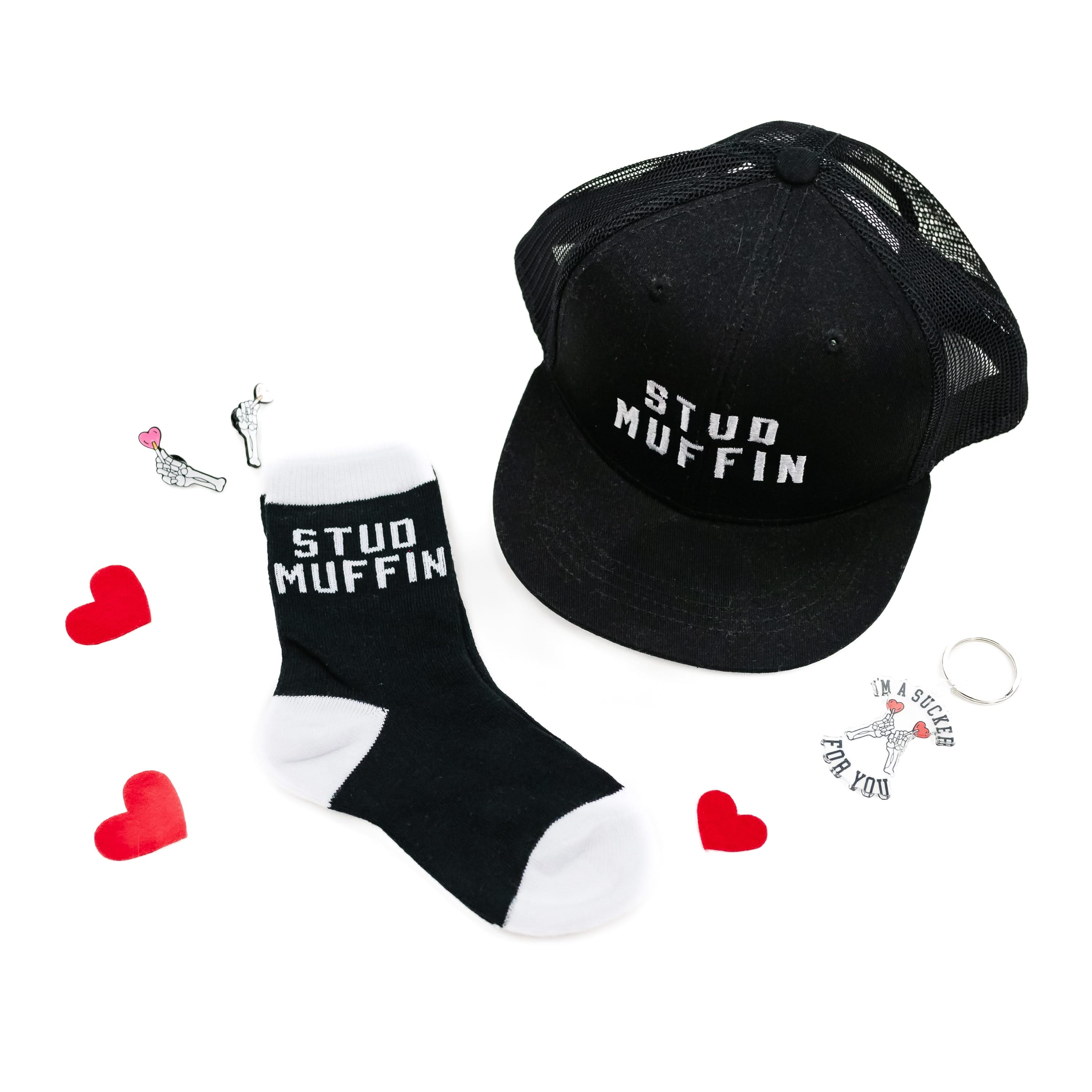 Stud Muffin - Child Size - Black Flat Brim Hat w/ Mesh Back Little Mama Shirt Shop