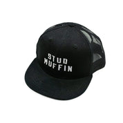 Stud Muffin - Child Size - Black Flat Brim Hat w/ Mesh Back Little Mama Shirt Shop