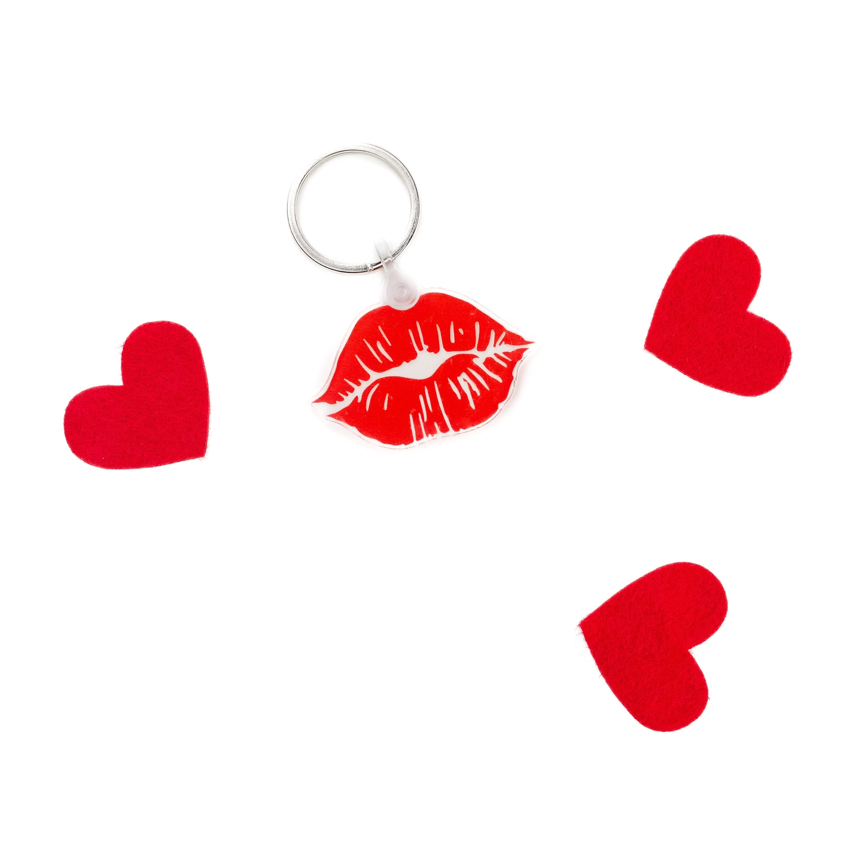 VALENTINE KEYCHAIN - Red Lipstick Kiss Little Mama Shirt Shop