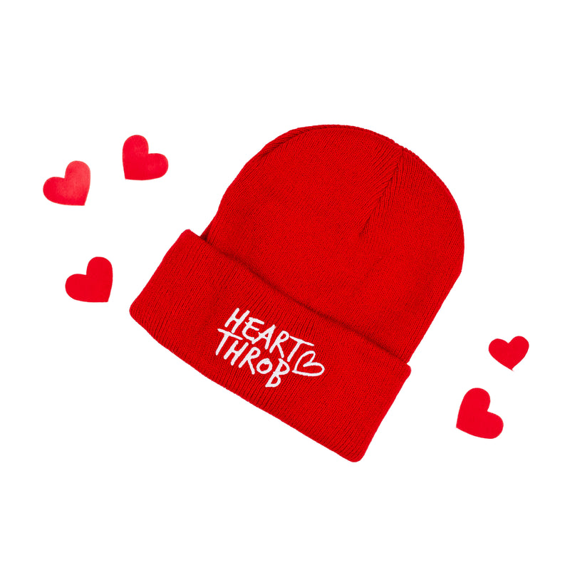 Child Beanie - Heart Throb - Bright Red w/ White