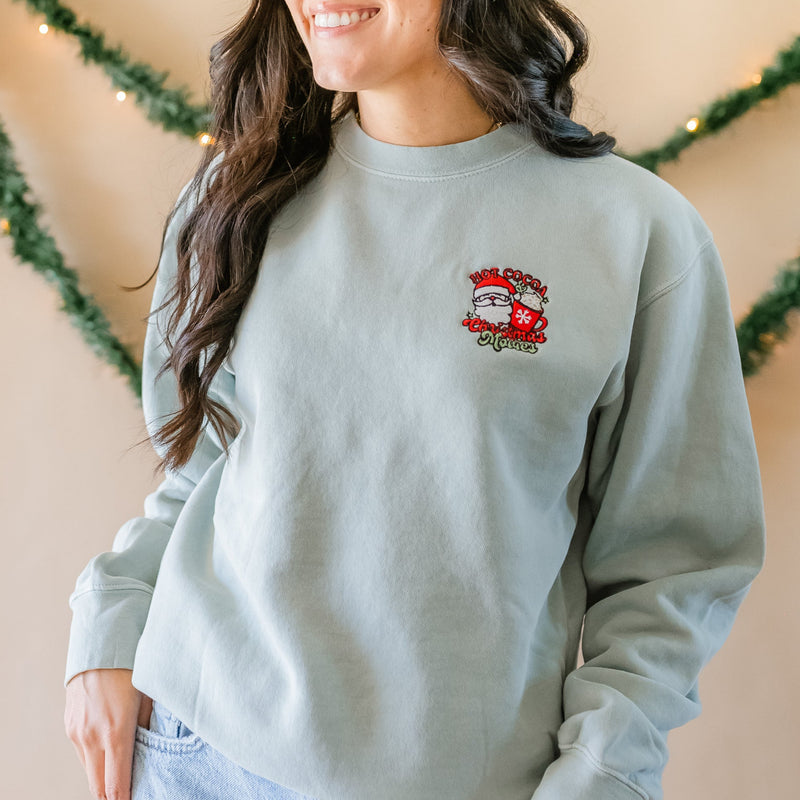 Embroidered PIGMENT Crewneck - Hot Cocoa And Christmas Movies