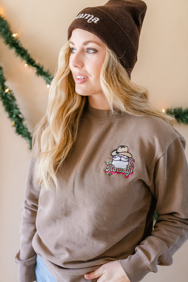 Embroidered PIGMENT Crewneck - Howdy Santa