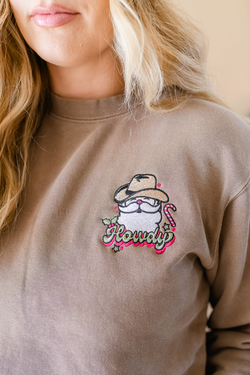 Embroidered PIGMENT Crewneck - Howdy Santa