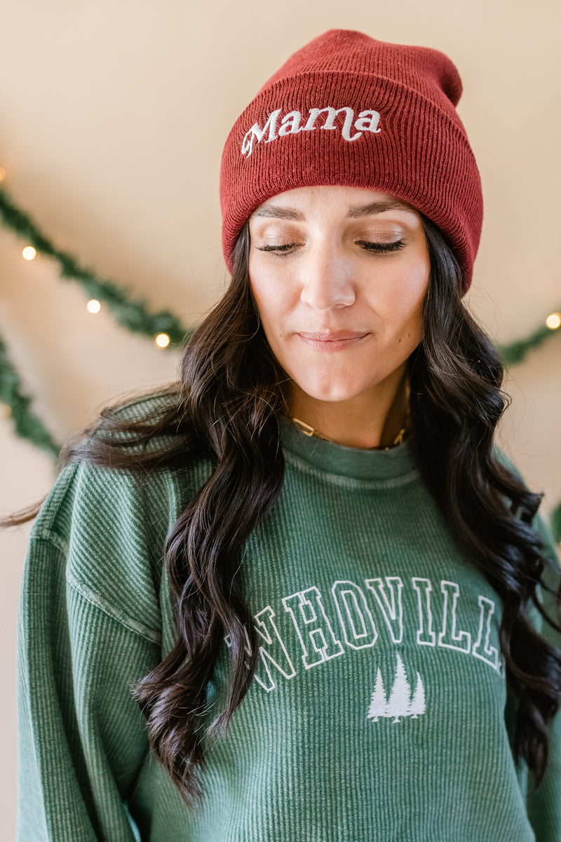 Embroidered Corded Sweatshirt - Forest Green - Whoville