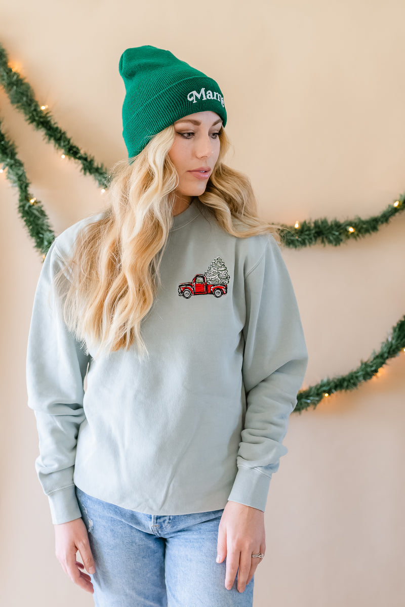 Embroidered PIGMENT Crewneck - Christmas Truck