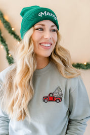 Christmas Truck - Embroidered Pigment Crewneck