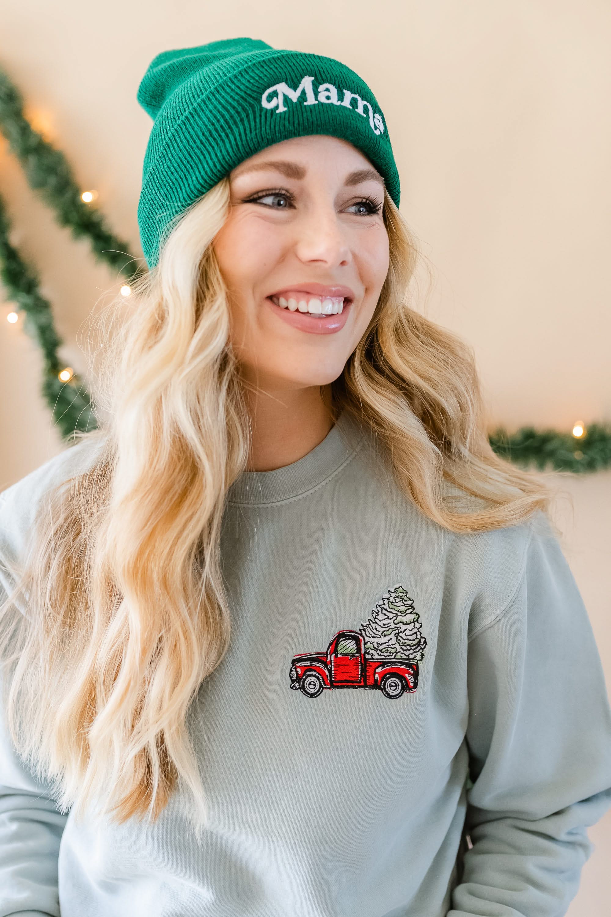 Christmas Truck - Embroidered Pigment Crewneck