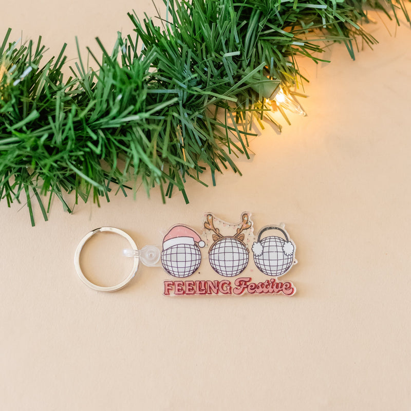 Christmas Keychain - Feeling Festive Disco Balls