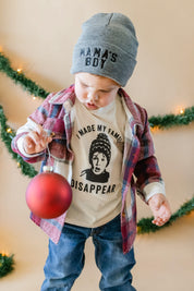 Child Beanie - Mama's Boy - Gray w/ Black Little Mama Shirt Shop LLC