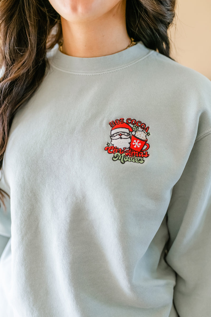 Embroidered PIGMENT Crewneck - Hot Cocoa And Christmas Movies