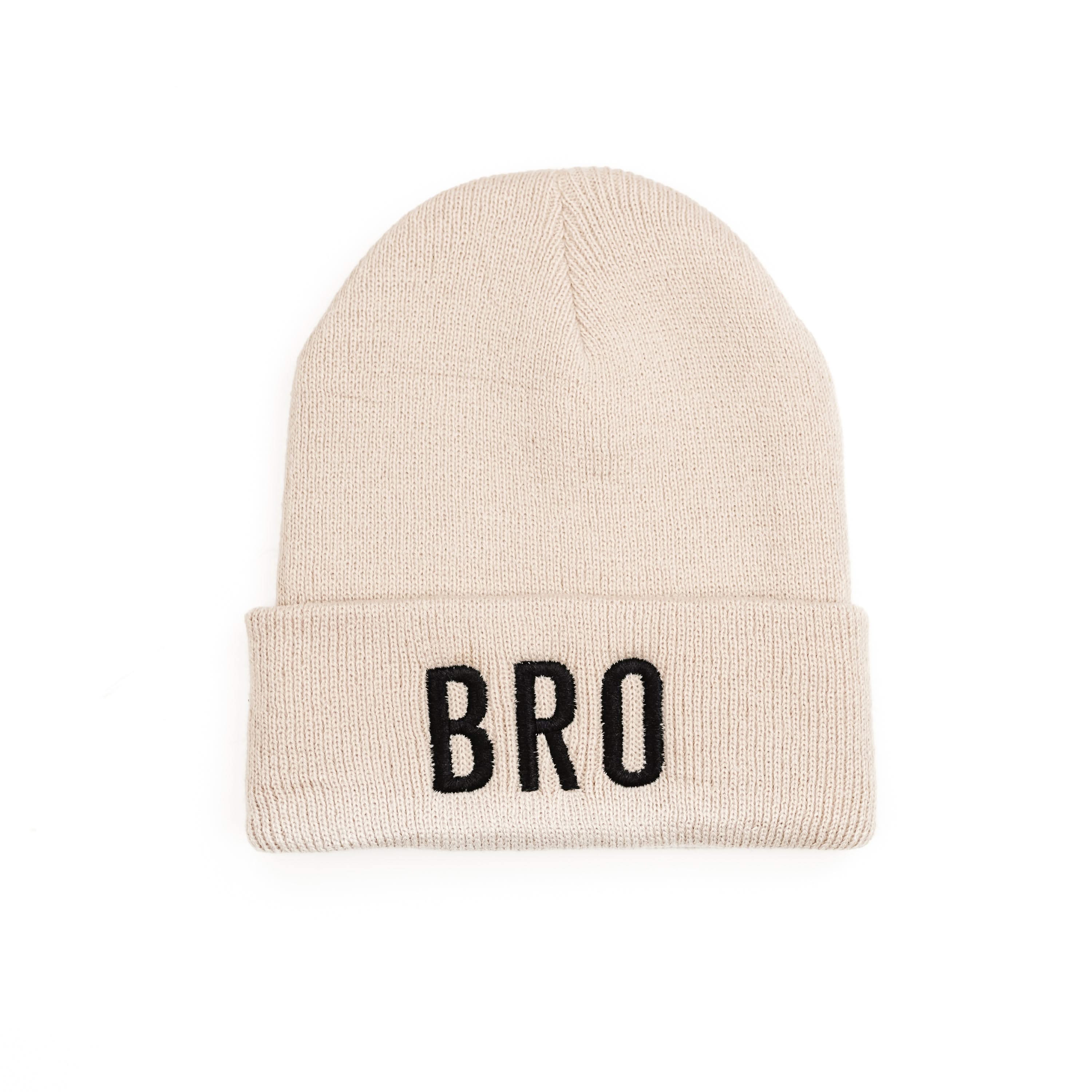 Child Beanie - BRO - Tan Little Mama Shirt Shop LLC