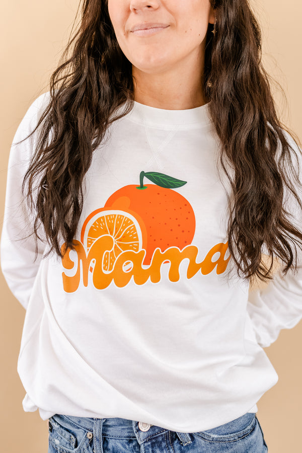 Orange - Mama - Lightweight Pullover Sweater