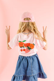 Pocket Fruit (Front) w/ Group of Smiley Fruit (Back) - Short Sleeve Child Tee Little Mama Shirt Shop