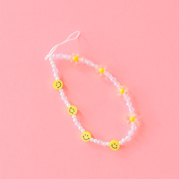 LMSS® WRISTLET / PHONE CHARM - Yellow Daisies and Smileys