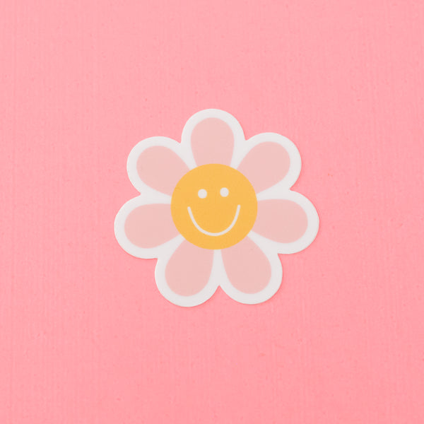 LMSS® STICKER - FLOWER PETALS SMILEY (pink petals / yellow smiley center)