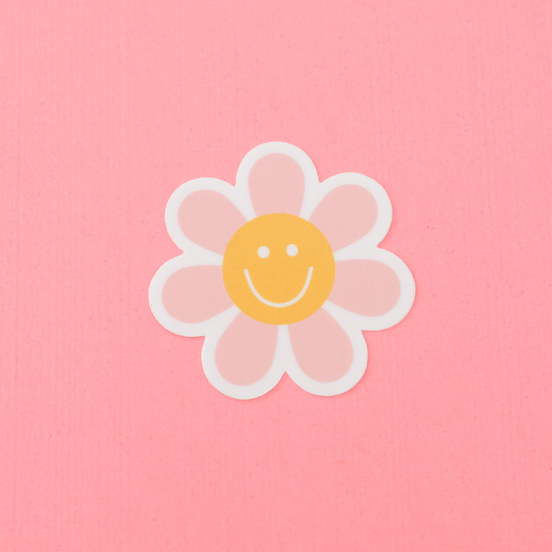 LMSS® STICKER - FLOWER PETALS SMILEY (pink petals / yellow smiley center)