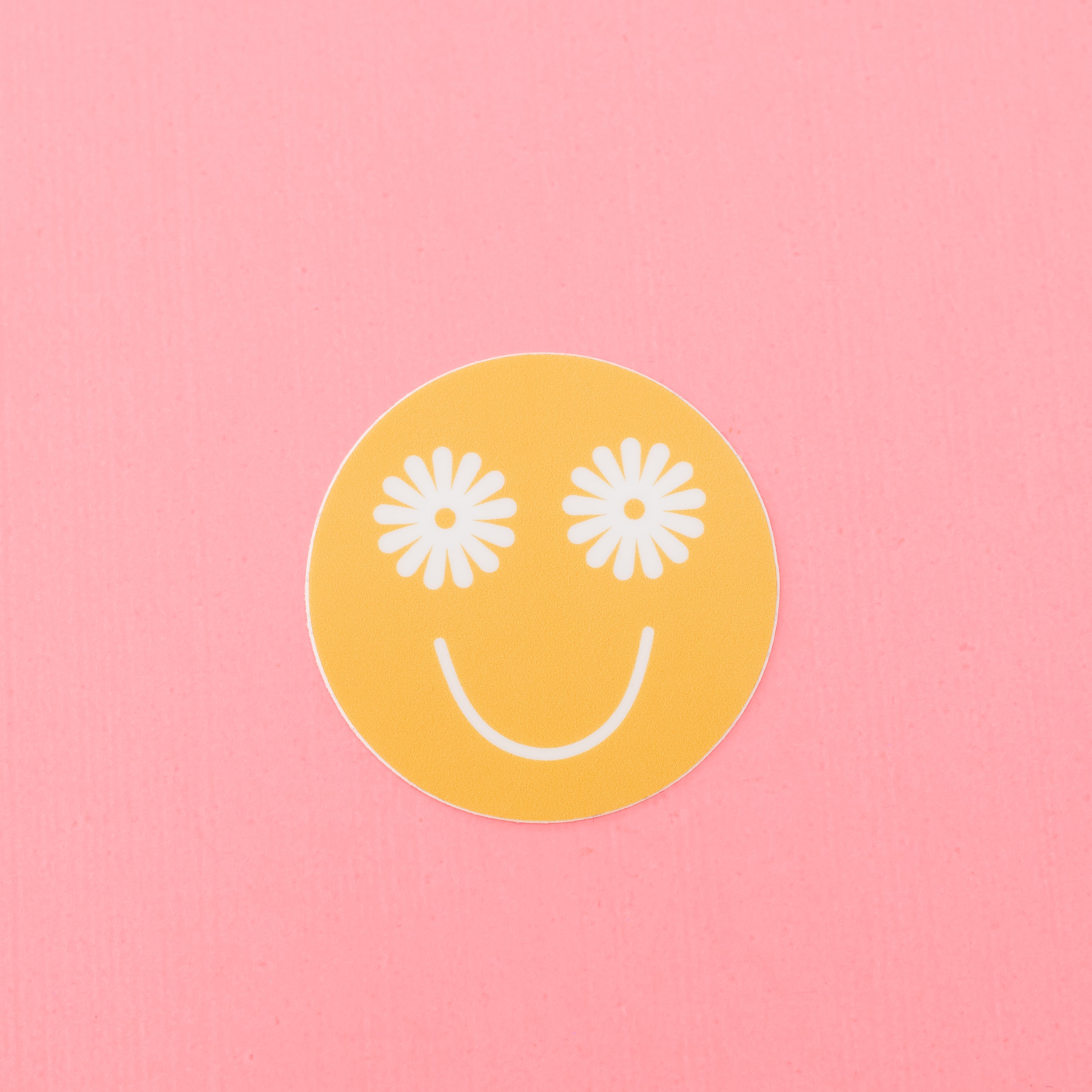 LMSS® STICKER - FLOWER EYE SMILEY (yellow w/ white eyes) Little Mama Shirt Shop LLC