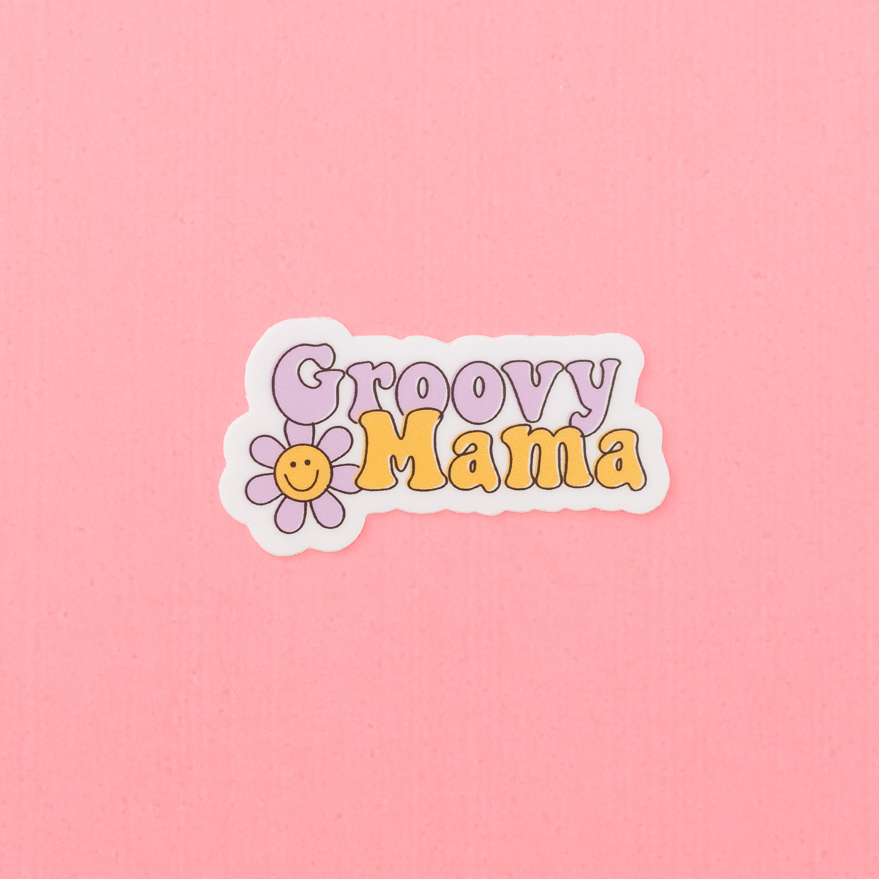 LMSS® STICKER - GROOVY MAMA (purple and yellow flowers) Little Mama Shirt Shop LLC