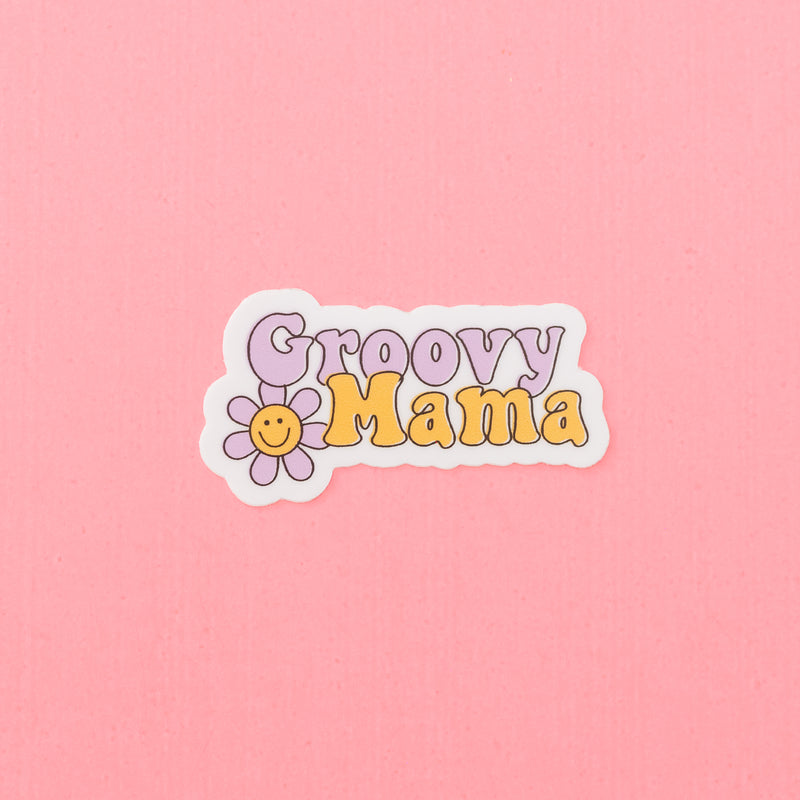 LMSS® STICKER - GROOVY MAMA (purple and yellow flowers)