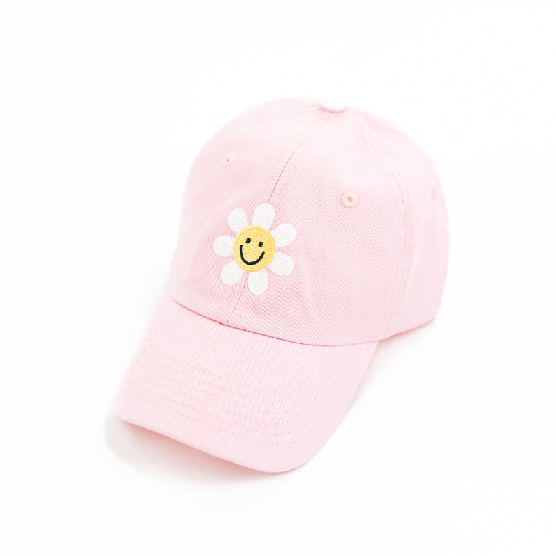 FLOWER PETALS SMILEY - Child Size Baseball Cap (Light Pink)